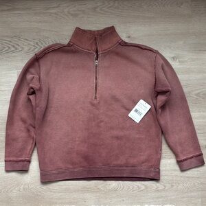 Free People Bonnie Sweatshirt 1/4 Zip‎ Women's Medium OB527140 Washed Berry-NWT